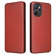 For Realme 9i 5G Carbon Fiber Texture PU Leather Phone Stand Case Card Slot Design Auto-absorbed Magnetic Protective Cover Discount