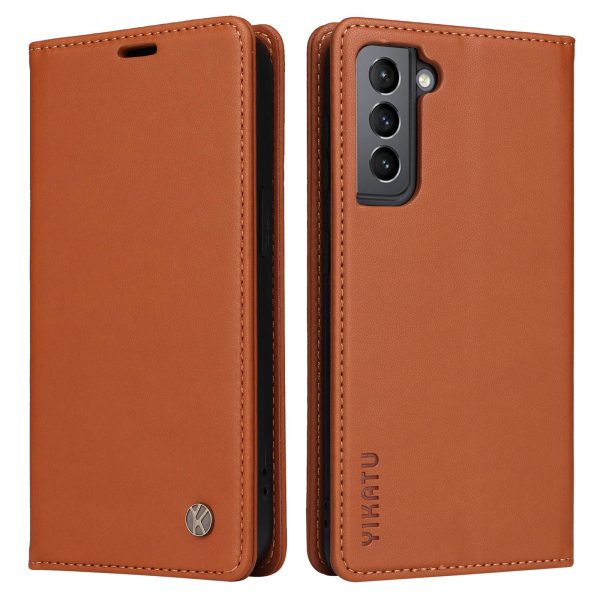 YIKATU Full Protection Phone Case for Samsung Galaxy S21 FE 5G, YK- 001 Magnetic Closure Anti-drop Phone Flip Leather Cover Wallet Stand Hot on Sale