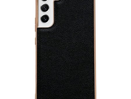 For Samsung Galaxy S22 5G Anti-fall Phone Case Cowhide Leather+TPU Electroplating Scratch Resistant Phone Cover Supply