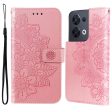 Cell Phone Cover For Oppo Reno8 5G (Global Version), Shockproof PU Leather Flip Wallet Case Flower Imprinting Stand Phone Shell Sale