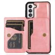 For Samsung Galaxy S22 5G Kickstand Mobile Phone Case Card Slots Design PU Leather + TPU Protective Cover Support Magnetic Car Holder Supply