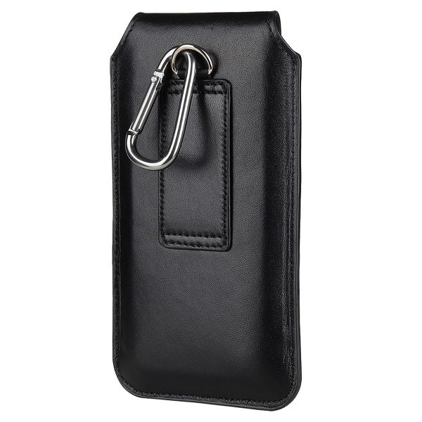 For 5.5-6.1inch Mobile Phone Waist Bag PU Leather Vertical Holster with Belt Loop and Carabiner Online Sale