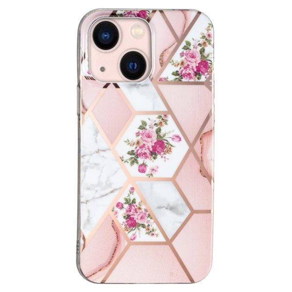 Flexible TPU Phone Case for iPhone 13 6.1 inch, Scratch-resistant Electroplating Splicing Marble Pattern IMD Phone Cover Cheap