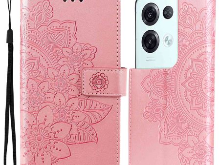 Cell Phone Cover For Oppo Reno8 Pro 5G (Global Version), PU Leather Flip Wallet Case Flower Imprinting Stand Magnetic Closure Protective Shell For Cheap