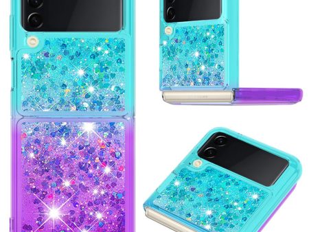 YB Quicksand Series-3 for Samsung Galaxy Z Flip4 5G Soft TPU Back Cover Gradient Quicksand Liquid Flowing Sparkle Shell Supply