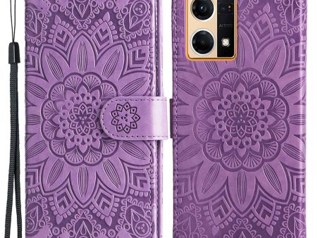 For Oppo Reno7 4G   F21 Pro 4G   Reno8 4G PU Leather Sunflower Imprinted Phone Case Stand Feature Magnetic Clasp Flip Wallet Protective Cover with Strap Hot on Sale