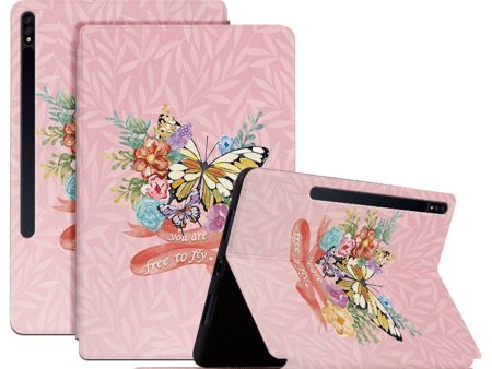 For Samsung Galaxy Tab S7   Tab S8 Anti-drop Folio Flip Cover Butterfly Printed PU Leather Tablet Case Auto Wake   Sleep Stand Case Hot on Sale