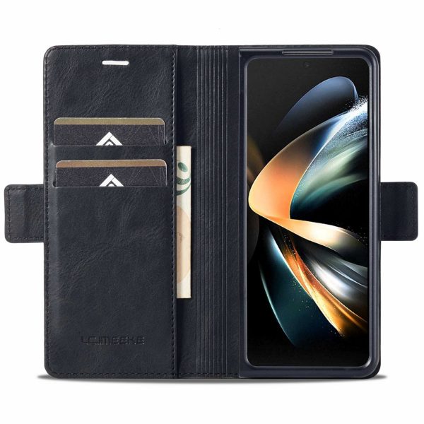 LC.IMEEKE for Samsung Galaxy Z Fold4 5G Drop-proof Phone Wallet Case RFID Blocking Stand Double Magnetic Clasps PU Leather + PC Phone Cover Online now