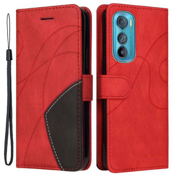 For Motorola Edge 30 5G KT Leather Series-1 Dual-color Splicing Anti-fall Flip PU Leather Case Stand Wallet Phone Protector with Strap Sale