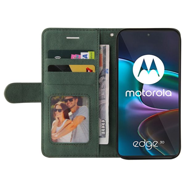 For Motorola Edge 30 5G KT Leather Series-1 Dual-color Splicing Anti-fall Flip PU Leather Case Stand Wallet Phone Protector with Strap Sale