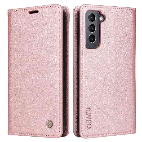 YIKATU Full Protection Phone Case for Samsung Galaxy S21 FE 5G, YK- 001 Magnetic Closure Anti-drop Phone Flip Leather Cover Wallet Stand Hot on Sale