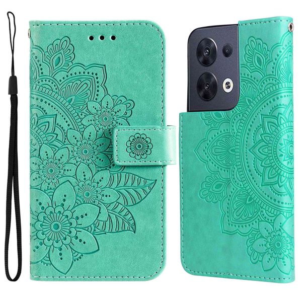 Cell Phone Cover For Oppo Reno8 5G (Global Version), Shockproof PU Leather Flip Wallet Case Flower Imprinting Stand Phone Shell Sale