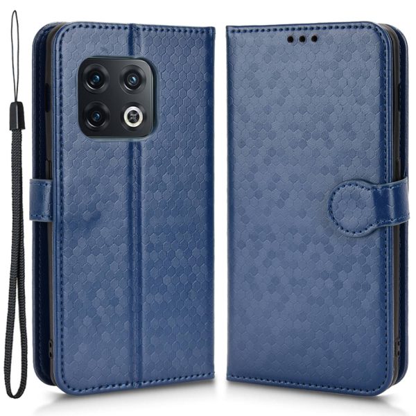 For OnePlus 10 Pro 5G Dot Pattern Imprinted Folio Flip Phone Case PU Leather Protective Cover with Stand Wallet Fashion