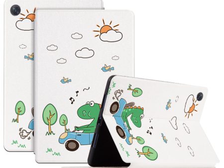 For Oppo Pad Air 10.36 (2022) Scratch-Proof Case with Stand Cartoon Pattern Printed PU Leather Cover Auto Wake Sleep Tablet Case Online Sale