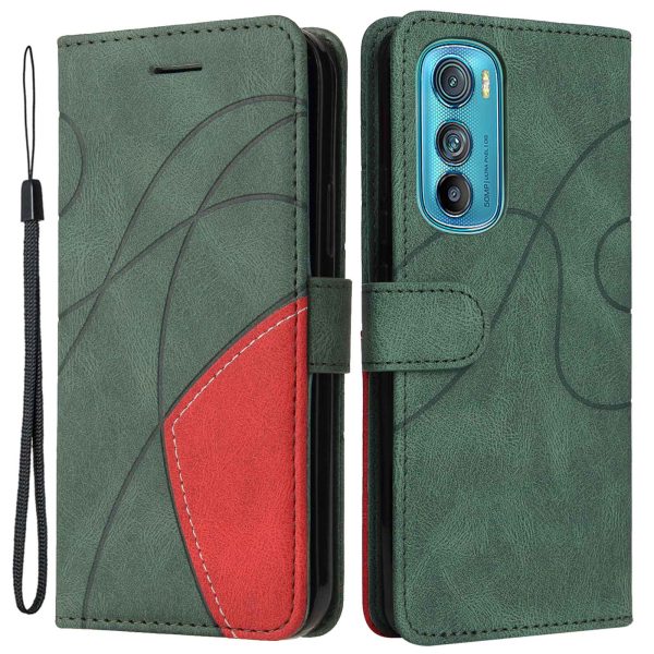 For Motorola Edge 30 5G KT Leather Series-1 Dual-color Splicing Anti-fall Flip PU Leather Case Stand Wallet Phone Protector with Strap Sale