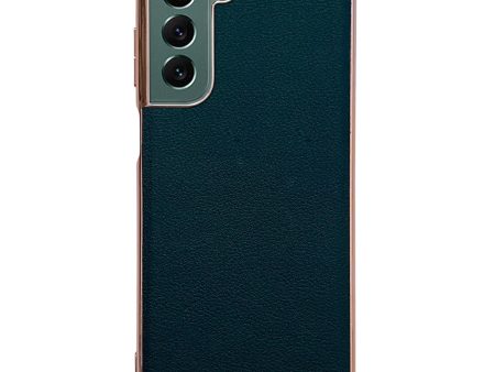 Anti-drop Electroplating Phone Case For Samsung Galaxy S22 5G, Scratch-resistant Genuine Cowhide Leather Coated TPU+PC Back Cover Discount