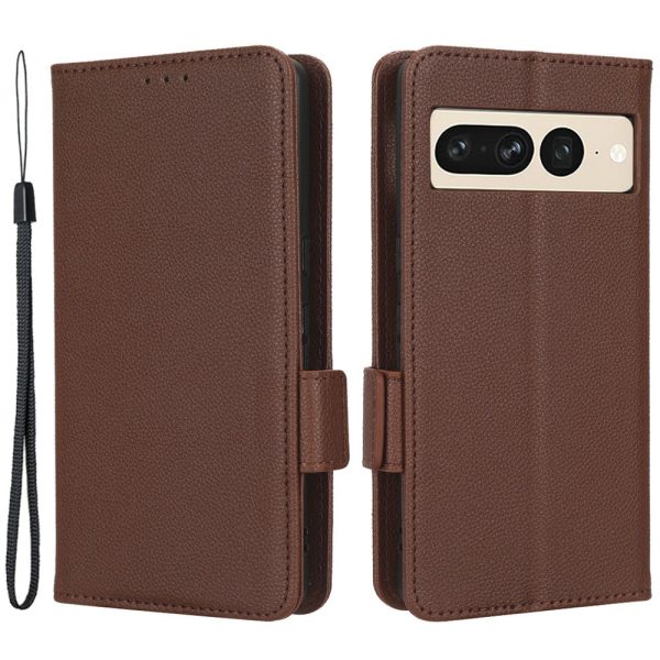 Litchi Texture Phone Cover for Google Pixel 7 Pro 5G, PU Leather Dual Magnetic Clasp Shockproof Phone Case Wallet Stand Online