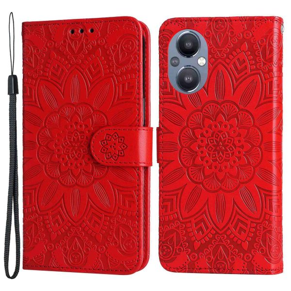 For Oppo Reno7 Z 5G   A96 5G   F21 Pro 5G   Reno7 Lite 5G   OnePlus Nord N20 5G PU Leather Phone Case Imprinted Sunflower Stand Magnetic Flip Wallet Cover with Strap Discount