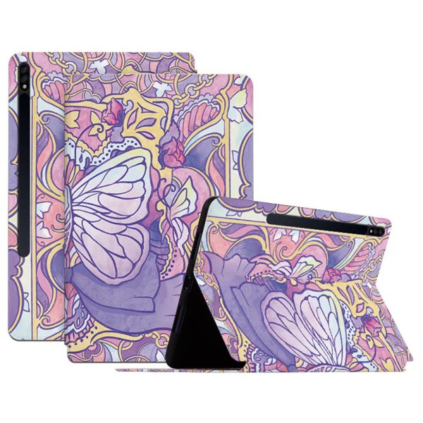 For Samsung Galaxy Tab S7   Tab S8 Anti-drop Folio Flip Cover Butterfly Printed PU Leather Tablet Case Auto Wake   Sleep Stand Case Hot on Sale