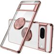 For Google Pixel 7 5G Electroplating TPU Phone Case Rotary Ring Holder Kickstand Transparent Back Cover on Sale