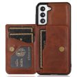 For Samsung Galaxy S22 5G Kickstand Mobile Phone Case Card Slots Design PU Leather + TPU Protective Cover Support Magnetic Car Holder Supply