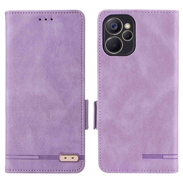 Hardware Decor Phone Case for Realme 9i 5G, Dual Magnetic Clasp PU Leather Wallet Stand Drop-proof Cell Phone Cover Online now