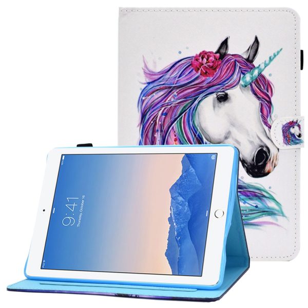 For iPad Air (2013)   Air 2   iPad 9.7-inch (2017)   (2018) Stitched Leather Case Protective Tablet Cover Pattern Printed Magnetic Closure Shockproof Cover with Stand     Card Slots Fashion