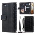 For iPhone 7 Plus   8 Plus 5.5 inch 005 Style Zipper Pocket Leather Rhombus Texture Cover Multiple Card Slots Phone Case with Shoulder Strap and Hand Strap Cheap