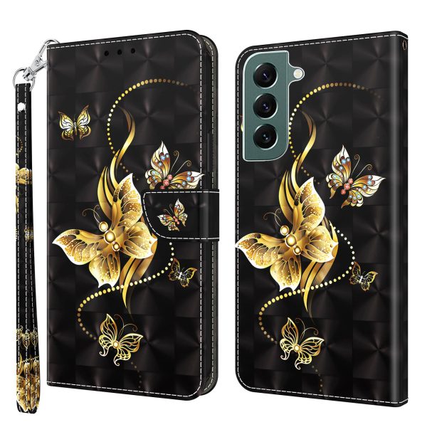 Wallet Phone Case for Samsung Galaxy S21 FE 5G, 3D Creative Pattern Printing PU Leather Stand Feature Flip Cover with Wrist Strap Online Sale