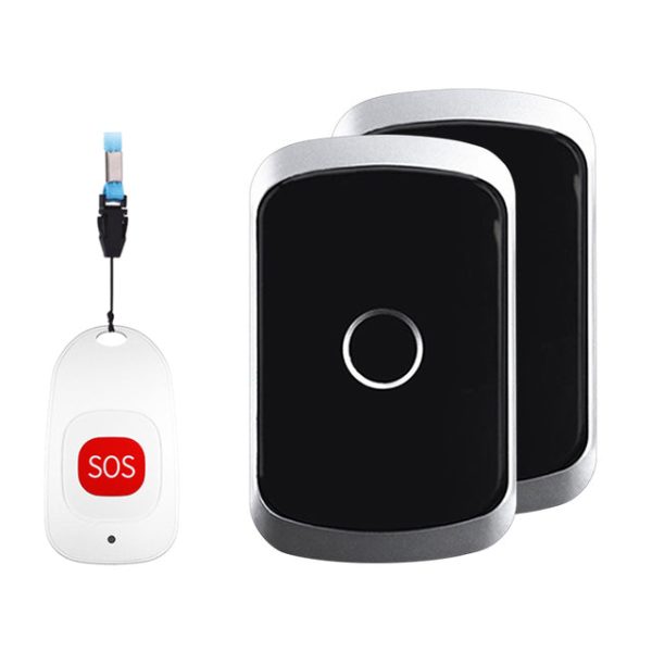 C20 Elderly Monitoring Alarm Home EU Plug Wireless Caregiver Pager Smart Call System Senior Personal Buzzer Alarm 1 Call Button and 2 Receivers For Sale