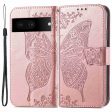 For Google Pixel 7 5G PU Leather Stand Wallet Case Imprinted Butterfly Pattern Phone Drop-proof Cover For Discount