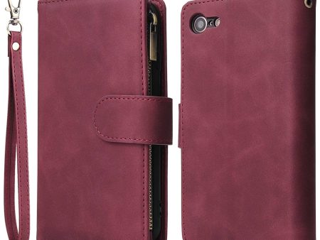 For iPhone 6   7   8 4.7 inch   SE (2020)   (2022) Multiple Card Slots Stand Case PU Leather Zipper Pocket Phone Wallet Cover Online