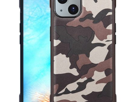 For iPhone 13 6.1 inch Anti-collision Camouflage Pattern PU Leather Coated Phone Back Cover with Airbag ABS+PC Protective Case Discount