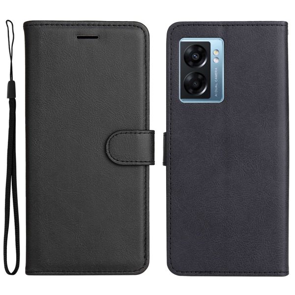 For Oppo A57 (2022) 5G   A77 5G   Realme V23 4G KT Leather Series-2 Solid Color Wallet Case PU Leather Stand Full Body Protective Flip Cover with Strap Supply