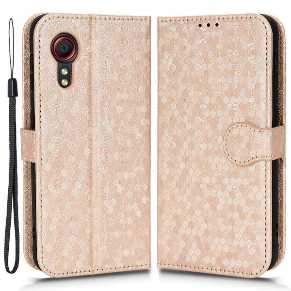 For Samsung Galaxy Xcover 5 Shockproof Phone Case Dot Pattern Imprinted Magnetic Clasp Leather Cover with Stand Wallet Online