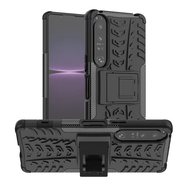 For Sony Xperia 1 IV 5G Cool Tire Texture Tablet Case Kickstand Hard PC Soft TPU Dual Layer Shockproof Protective Cover For Cheap