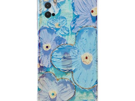 For Xiaomi Redmi Note 10 5G Wear-resistant IMD Phone Case Epoxy Rhinestone Decor Flower Pattern TPU Cover For Cheap