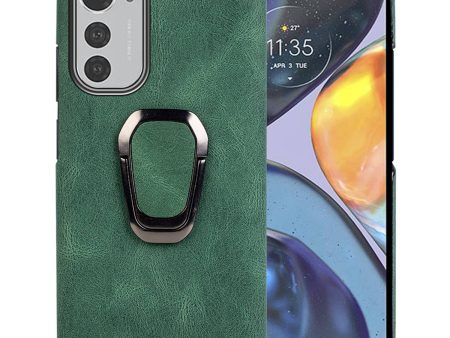 For Motorola Moto E32 4G Ring Holder Kickstand PU Leather Coated PC Protective Cover Mobile Phone Anti-drop Case Online Hot Sale