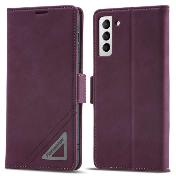 FORWENW F3-Series For Samsung Galaxy S22 5G Protective Case PU Leather Folio Flip Wallet Phone Cover with Stand Online now