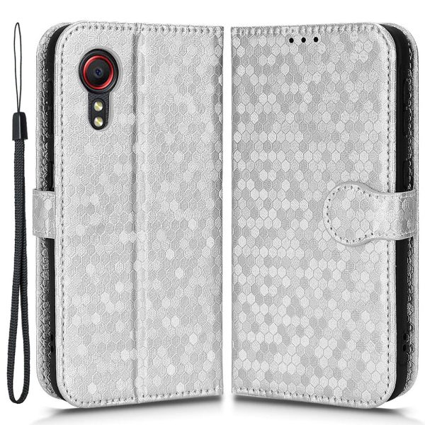 For Samsung Galaxy Xcover 5 Shockproof Phone Case Dot Pattern Imprinted Magnetic Clasp Leather Cover with Stand Wallet Online