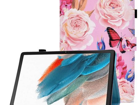 For Samsung Galaxy Tab A8 10.5 (2021) SM-X200   X205 Pattern Printing PU Leather Dual-sided Magnetic Cover Stand Stitching Case with Card Slots and Pencil Holder Sale