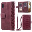 Zipper Pocket Leather Case for iPhone XS Max 6.5 inch, 005 Style Rhombus Texture Stand Shockproof Phone Cover with Shoulder Strap and Hand Strap Online