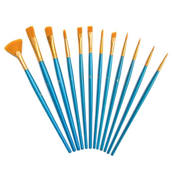 2120012 12Pcs Set Wood Handle Paint Brushes Oil Watercolor Painting Artist Student Nylon Hair Drawing Brushes Kit Online now