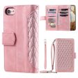 For iPhone 7   8 4.7 inch   iPhone SE (2022)   SE (2020) 005 Style Zipper Pocket Rhombus Texture Leather Wallet Stand Phone Case with Shoulder Strap and Hand Strap on Sale