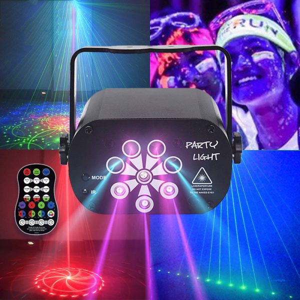 UV 8-hole 120-pattern DJ Disco Light LED Party Lights USB Rechargeable RGB Laser Projection Lamp Online now