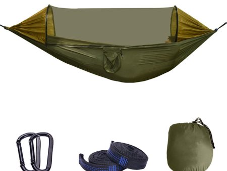 RYDC-012 280x140cm Outdoor Quick Open 210T Nylon Hammock Anti-rollover Camping Hanging Swing Bed with Zipper Mosquito Net Fashion