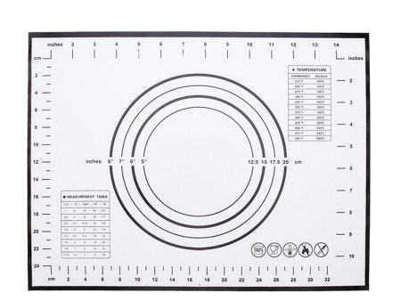 30cmx40cm Food-graded Silicone Mat Non-slip Kitchen Baking Cookies Pizza Pad with Measurement Scale (BPA-free, No FDA Certificate) Fashion