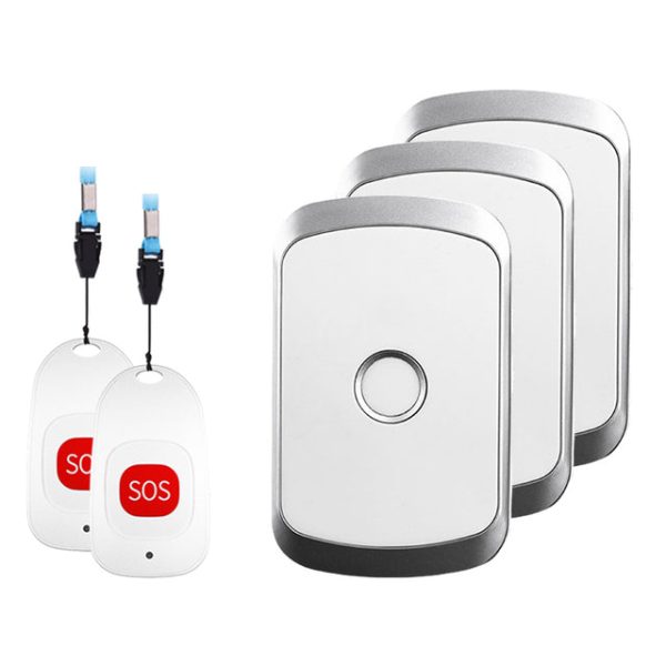 C20 Personal Wearable Alert Button EU Plug Emergency Alarm Call Bell 80m Wireless Remote Smart Bell 2 Call Buttons and 3 Receivers for Patients and Elderly Person Online