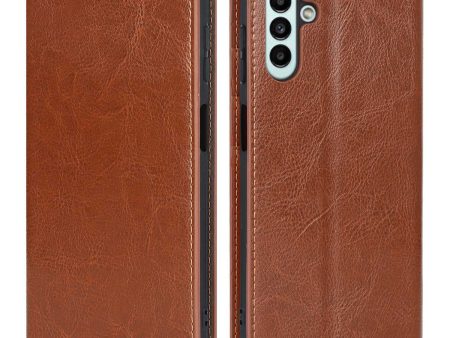 For Samsung Galaxy A13 5G   A04s 4G (164.7 x 76.7 x 9.1 mm) Crazy Horse Texture Genuine Leather Cover Hidden Magnetic Absorption Stand Flip Wallet Phone Case For Sale