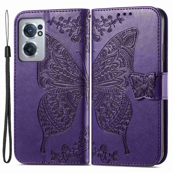 For OnePlus Nord CE 2 5G Imprinted Butterfly Pattern PU Leather Protective Case Phone Flip Stand Wallet Cover Discount